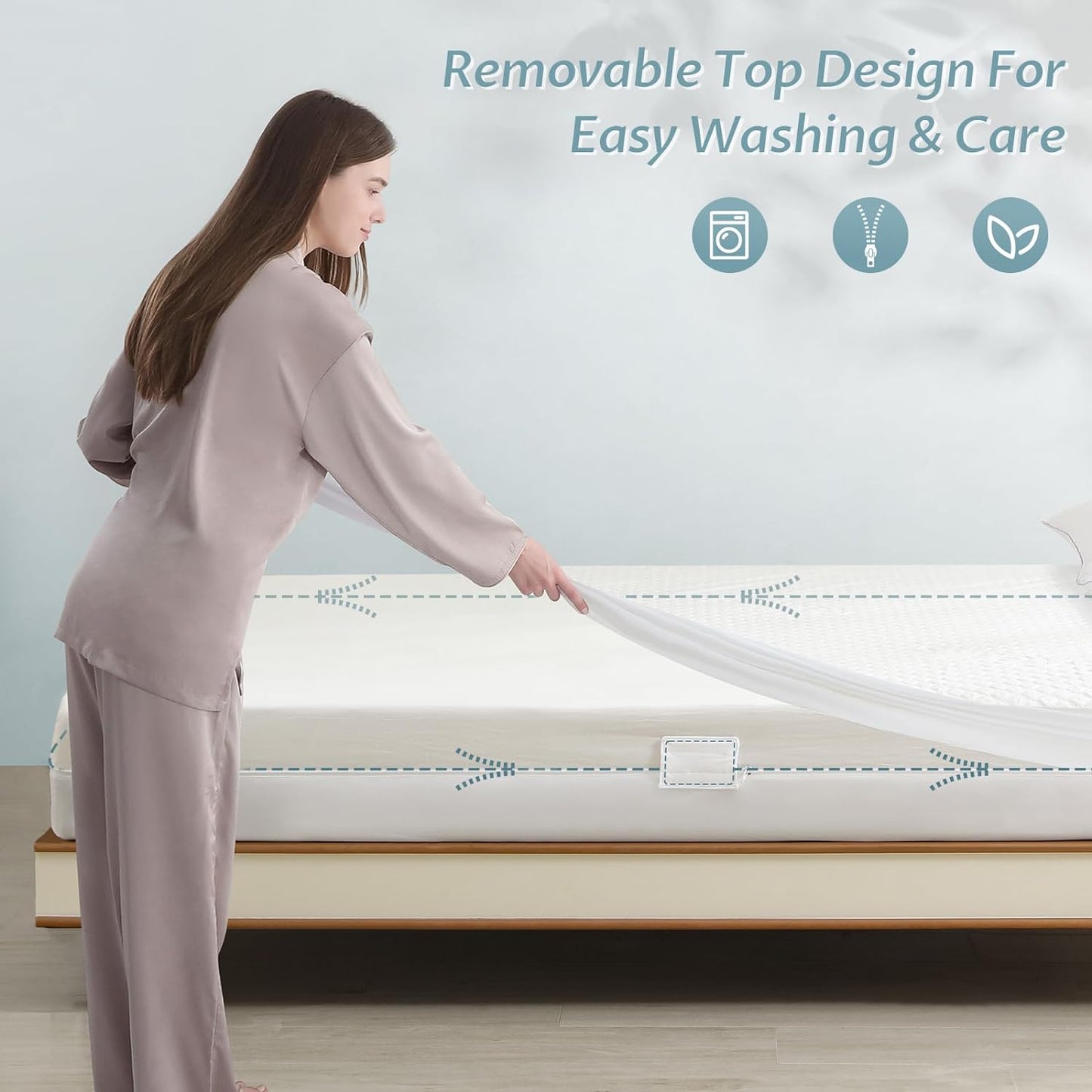 Twin Size Mattress Protector with Zipper - 100% Waterproof Zippered Mattress Cover - Soft & Cooling Noiseless Bed Mattress Covers - Top Removable Mattress Encasement 10-12" Deep