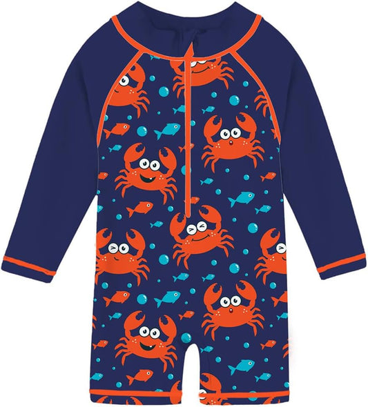 Funnycokid Baby Swimsuit Boy Toddler Bathing Suit Rash Guard UPF 50+ Swimwear 6 Months-4T