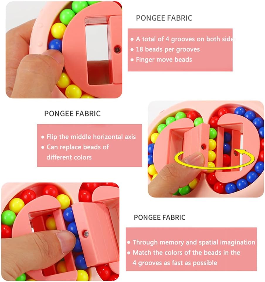 Rotating Magic Bean Cube Spinner Fidget Toys,Stress Relief Gifts Fidget Puzzles for Adults Kids,Anxiety Relief Autism Learning & Education Toys,Double Flip Handheld Puzzle Cube Toys(Blue)