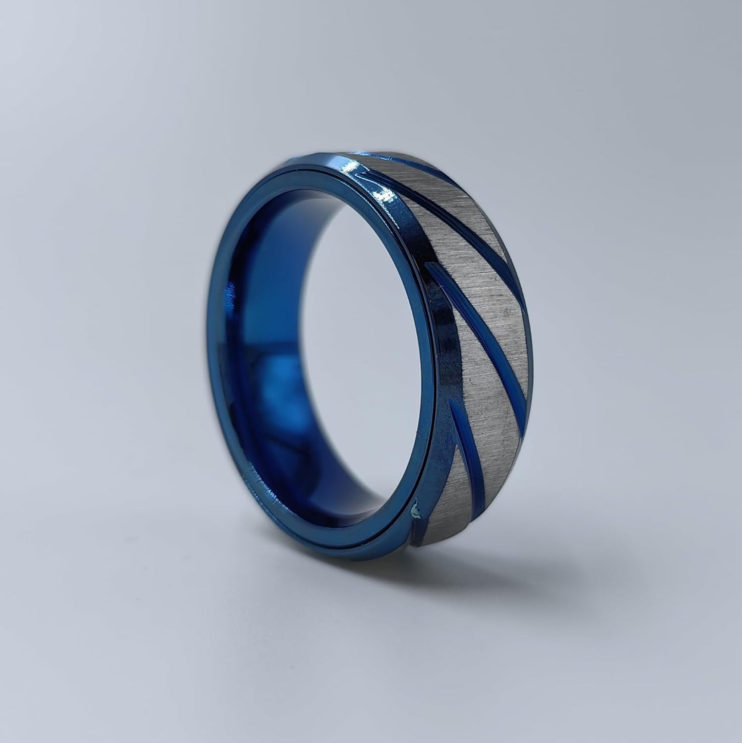 EDC Fidget Slider Fidget Toy Adult Stress Relief Metal Ratchet Ring Jewelry ADHD Recreational Fidget Toy Tactile Coin (Blue, 7)