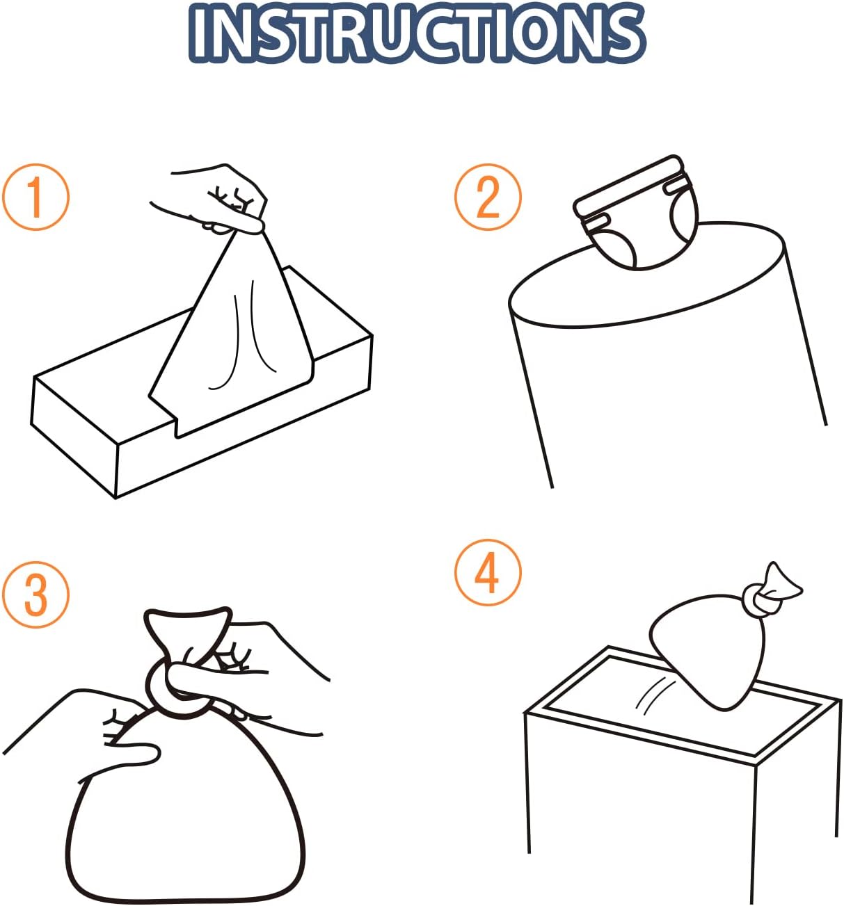 Odor Sealing Disposable Diaper Bags, 200 Count, White, Large Capacity, Unscented Diaper Trash Bags, Safety, Multiple Specifications, Wide Application, Easy to Use