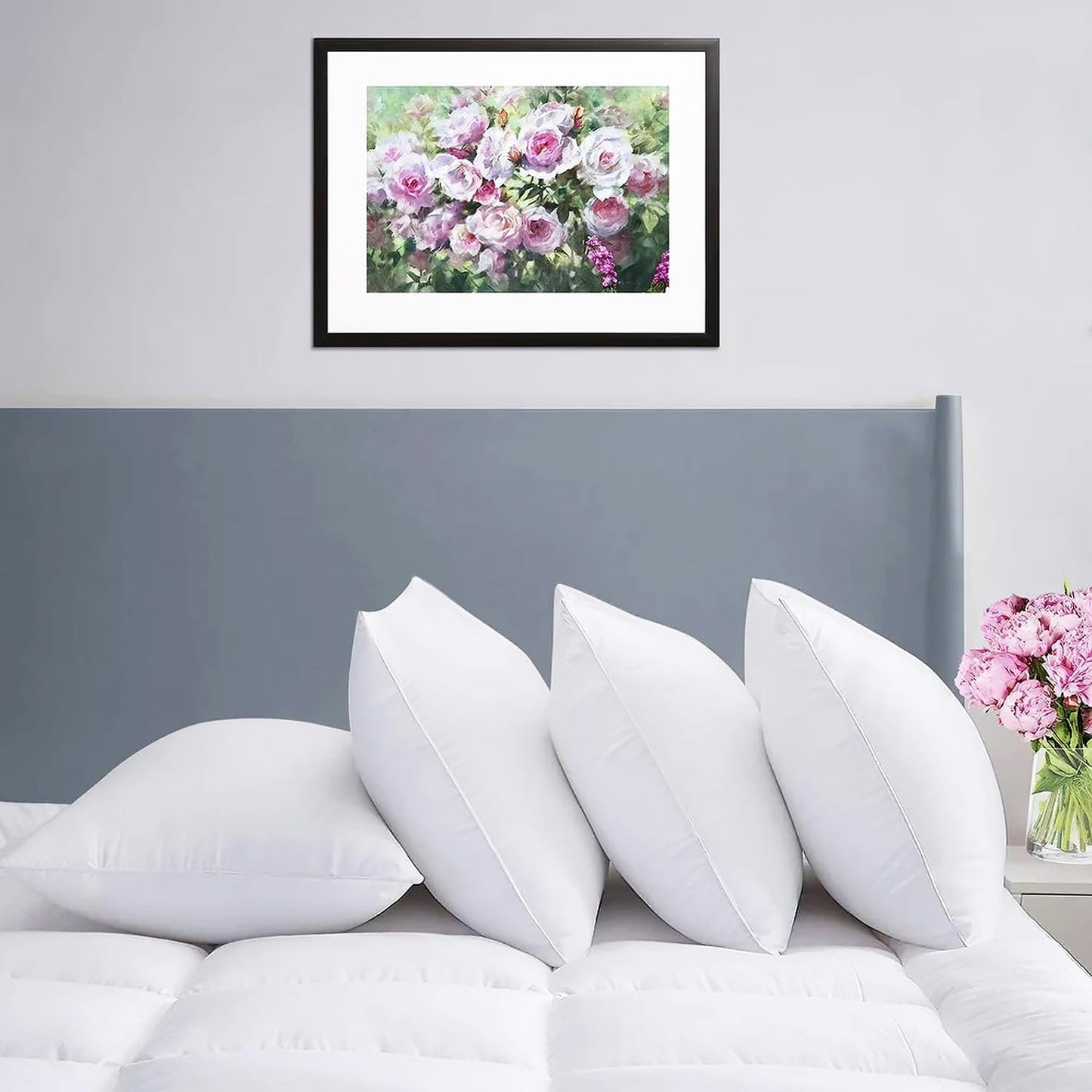 Hotel Collection Bed Pillows Standard Size Set of 4 Back Sleeper Pillow for Adults Stomach Kids Side Sleeping Medium Soft Plush Fluffy White 20x26 inches