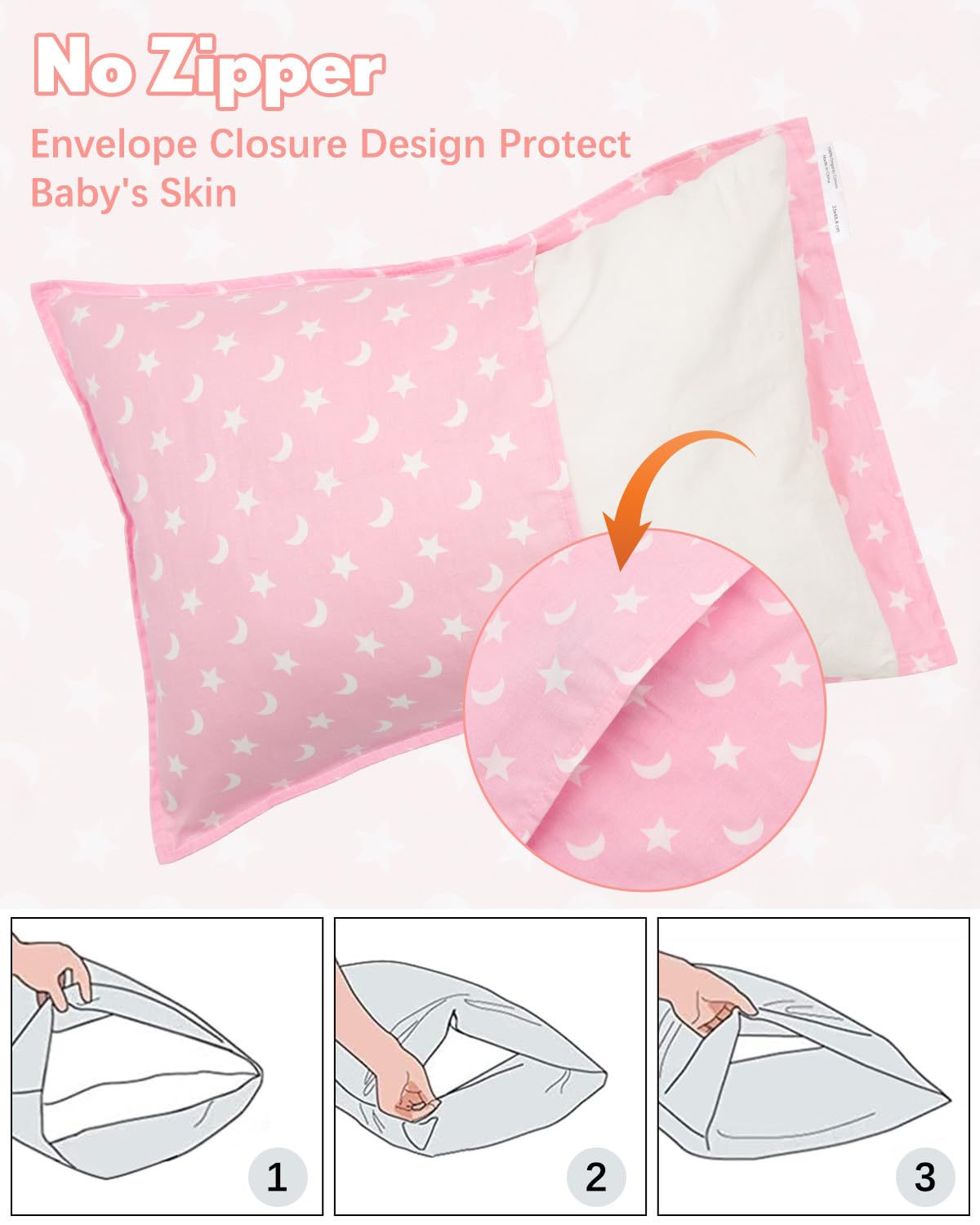 ALVABABY Toddler Pillowcases 2 Pack Organic Cotton Kids Pillow Cover Fit 13"x 18" or 12"x25" Envelope for Girl Boy Sleepy Travel