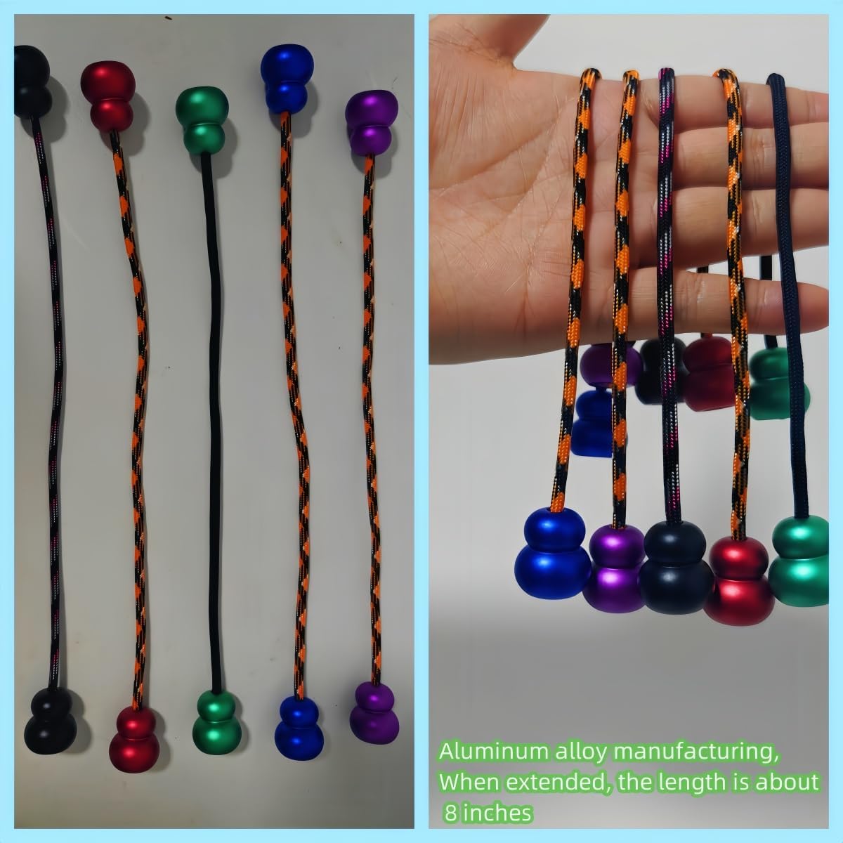 Begleri Fidget Beads, Aluminum Alloy- Practicing EDC Knuckle Finger Skill, Stress Relief Toy for Adult Relieve Anxiety Worry/with Replaceable Rope (Black)