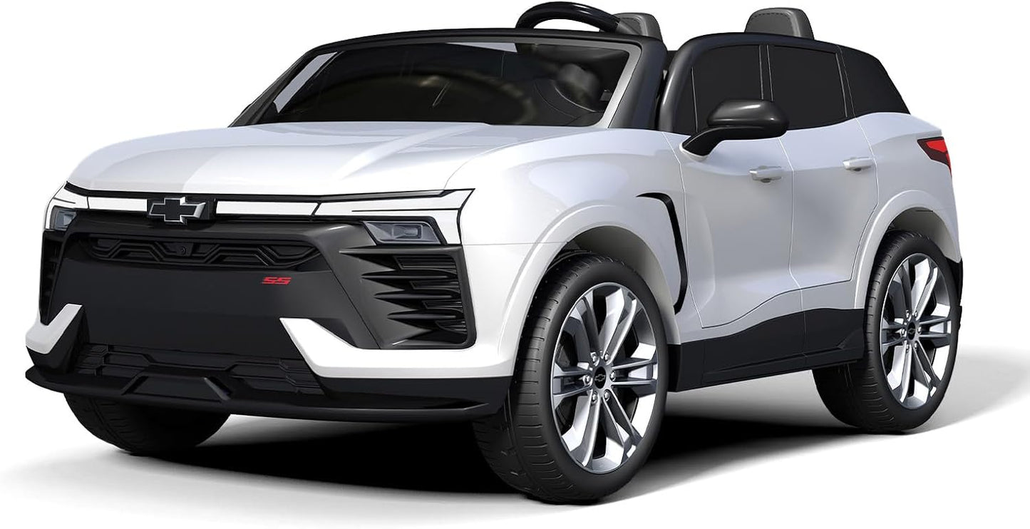 Jojoka Baby Car 24V 2-Seater SUV Licensed Chevrolet Blazer Ride On Toy w/Parent Remote Control,4xSpring Suspension, Wireless Music, Electric Vehicle Car for Kids Ages 3-8,White