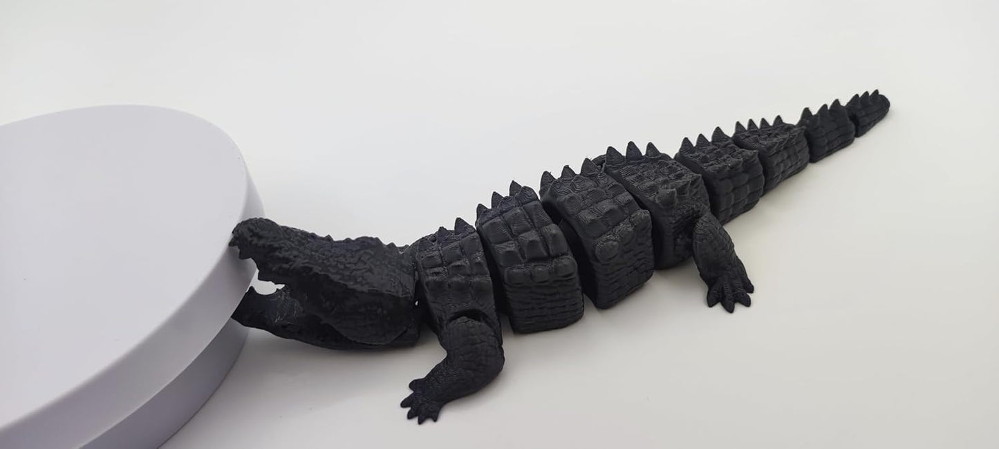 3D Printed Crocodile 3D Printed Toy 3D Printed Animals 3D Printed Stuff 3D Printed Fidget Toys Home Office Executive Desk Decor (Black)