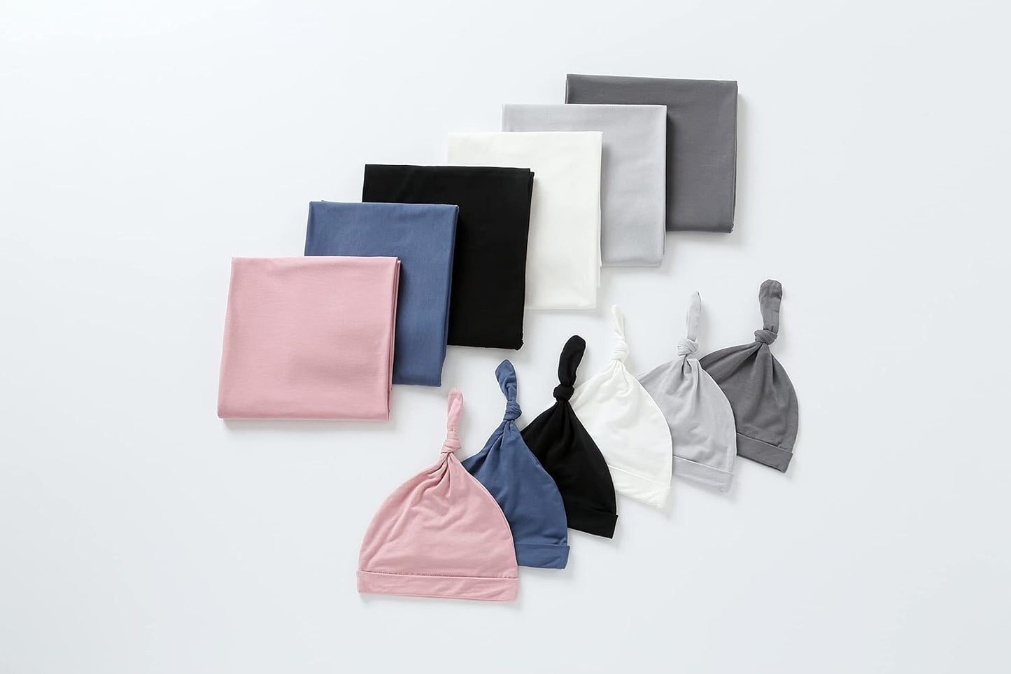 iEvolve Cotton Knitted Baby Swaddle Blanket with Hat Headband Set Newborn Swaddle Wrap Receiving Blankets for Baby Girl Boy 45" x 45"(Pink)