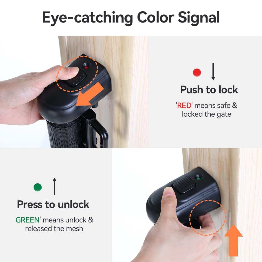 COMOMY Retractable Baby Gate for Stairs, 0-55" Mesh Dog Gate for House Doorways Hallways, 33" Tall Extra Wide Child Safety Gate for Kids Pets, Indoor and Outdoor (Black)