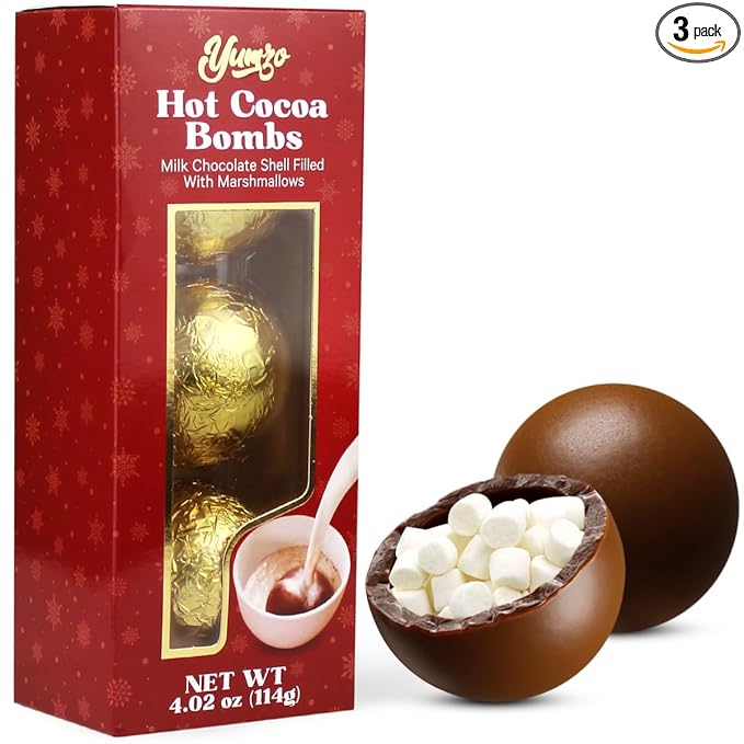 Chocolate Bombs - 3 Pack - Chocolate Bomb Filled with Mini Marshmallows and Cocoa Powder - Makes Large Hot Cocoa Bombs - Fun Party Favor.