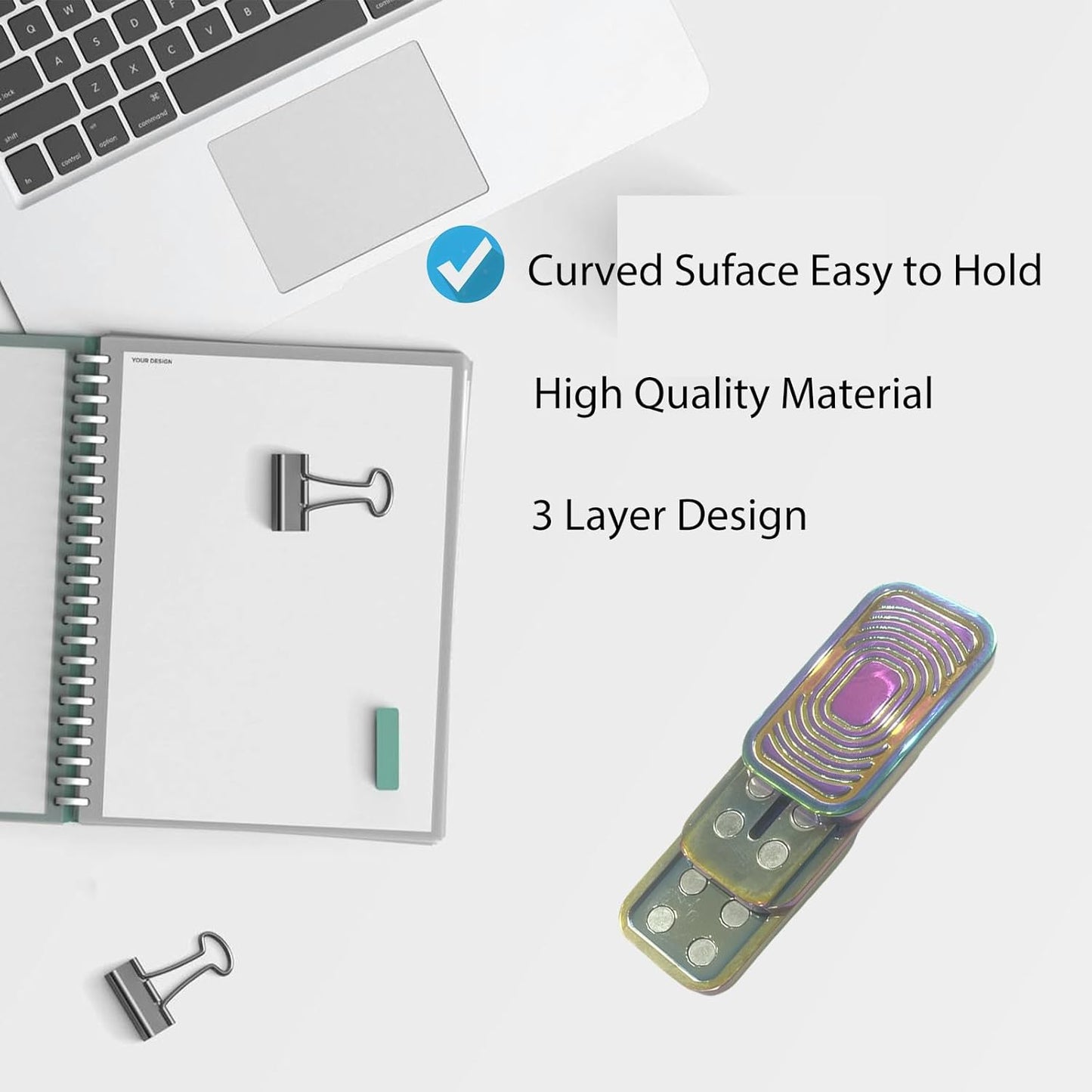 Fidget Slider 3 Layer EDC Gadgets Toy, Metal Magnetic Haptic Fidget Toys for Adults Anxiety/ADHD/Stress Relief, Gift for Boyfriend, Husband and Father (Colorful)