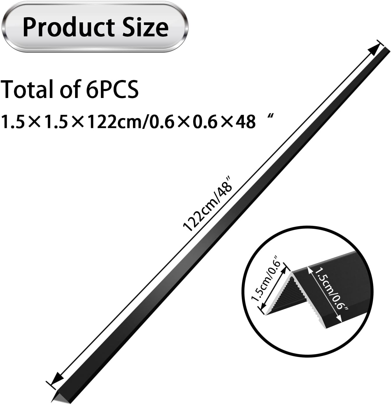 Aluminum Alloy Metal Corner Protector 6PCS Wall Corner Protector 0.6x0.6x48 inches Corner Guards Decoration for Walls Black Color Pack of 6 Corner Guards 21Ga Thickness