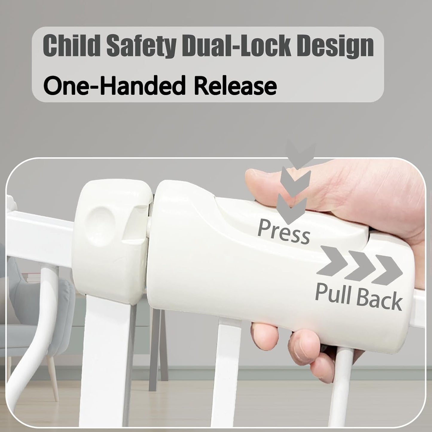 Extra Wide Baby Gates - 71.6-76.4 Inch, Heavy Duty Baby & Pet Safety Gate, White Metal, Tension Mounted Child & Pet Gates for Stairs & Doorways