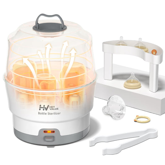 HEYVALUE Bottle Sterilizer, Baby Bottle Sterilizer, Easy One Button Control Electric Bottle Sterilizer (Esterilizador de Biberones), for Baby Bottles, Pacifiers, Breast Pump Parts, BPA-Free
