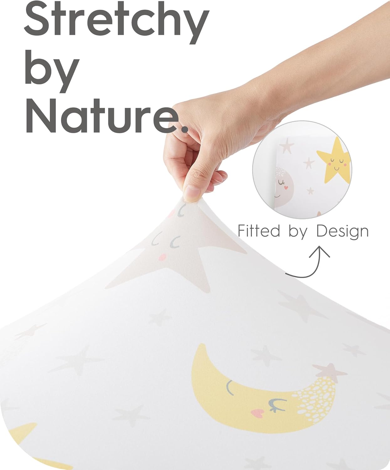 Space Crib Fitted Sheet, Super Stretchy Jersey Star Crib Sheets, Buttery Soft Boy Crib Mattress Sheets, Ultra Breathable Baby Bed Sheets 28x52x9 Extra Deep Pocket, 2 Pack