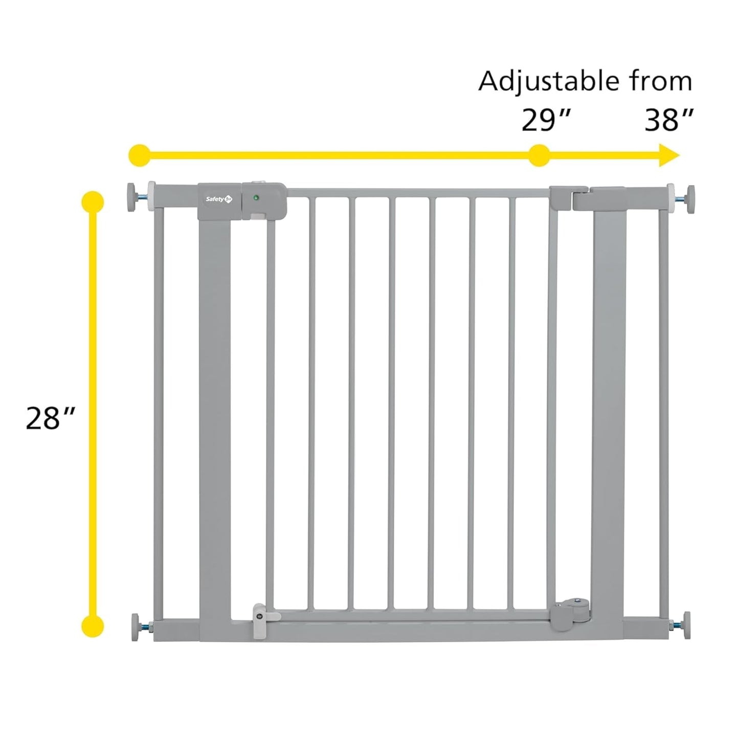 Safety 1st Easy Install Baby Gate for Doorways, Auto-Close Pressure-Mounted Magnetic Latch, Indoor Dog Gates, No Drilling, Fits 29"-38", Grey