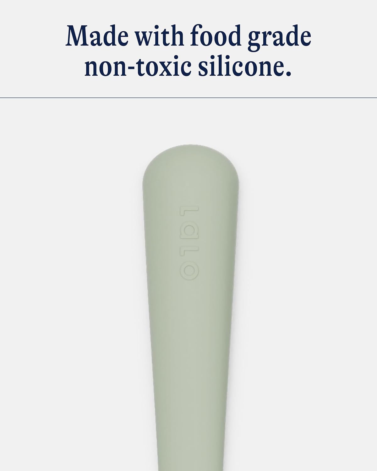 Lalo Utensils - Toddler Fork and Spoon Set - Stainless Steel and Silicone Ergonomic Toddler Utensils - Children Safe Flatware Set - 2 Pieces - Sage