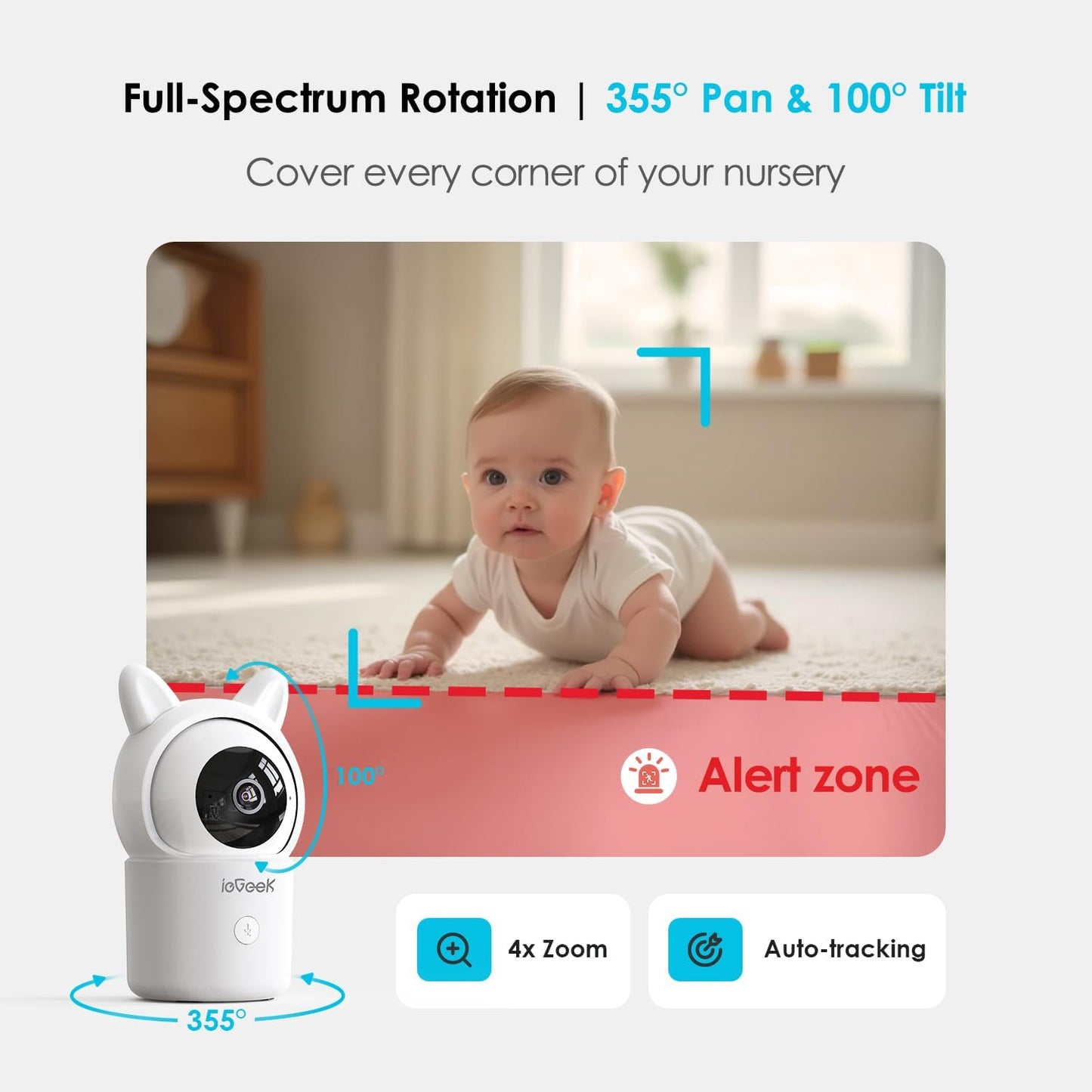 ieGeek 5" Split Screen Baby Monitor,HD Night Vision,2-Way Talk,Cry&Motion Detection,Temperature&Humidity Sensor,WiFi Baby Camera Monitor Supports Smartphone App(Upgrade)