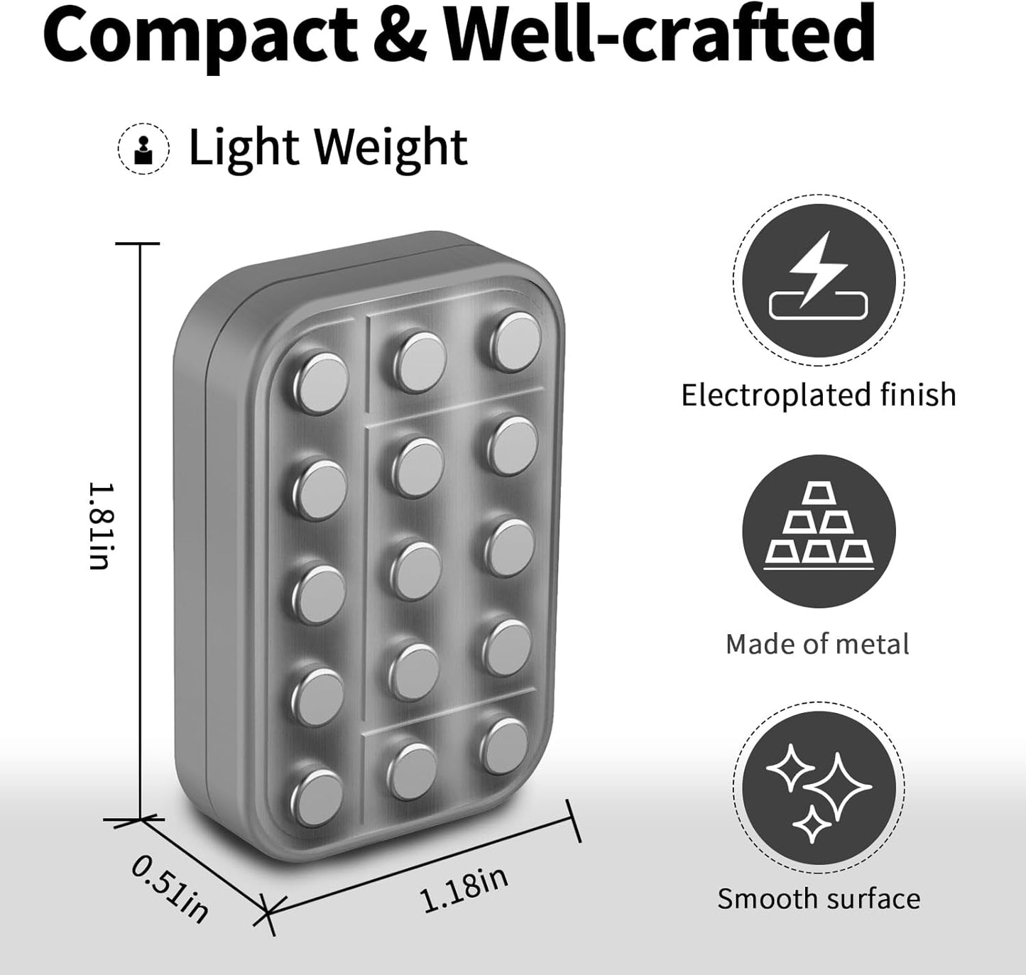 Fidget Toys Adults Metal Fidget Slider Magnetic EDC Haptic Fidget Toys for Adults - Silver