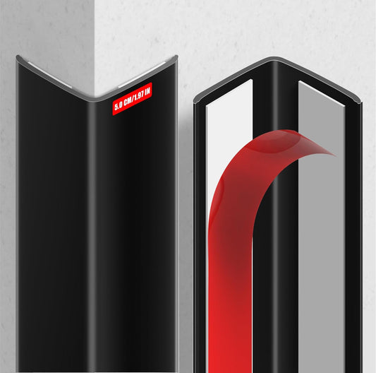 MONOID Wall Corner Protector, 2 PCS Furniture Edge Protection, PC Anti-Bump Guards Avoid Scratching Corner Trim for Door Frame, Table, Countertop, Stair, Self-Adhesive, Black, 1.97IN×35.43IN/5CM×90CM