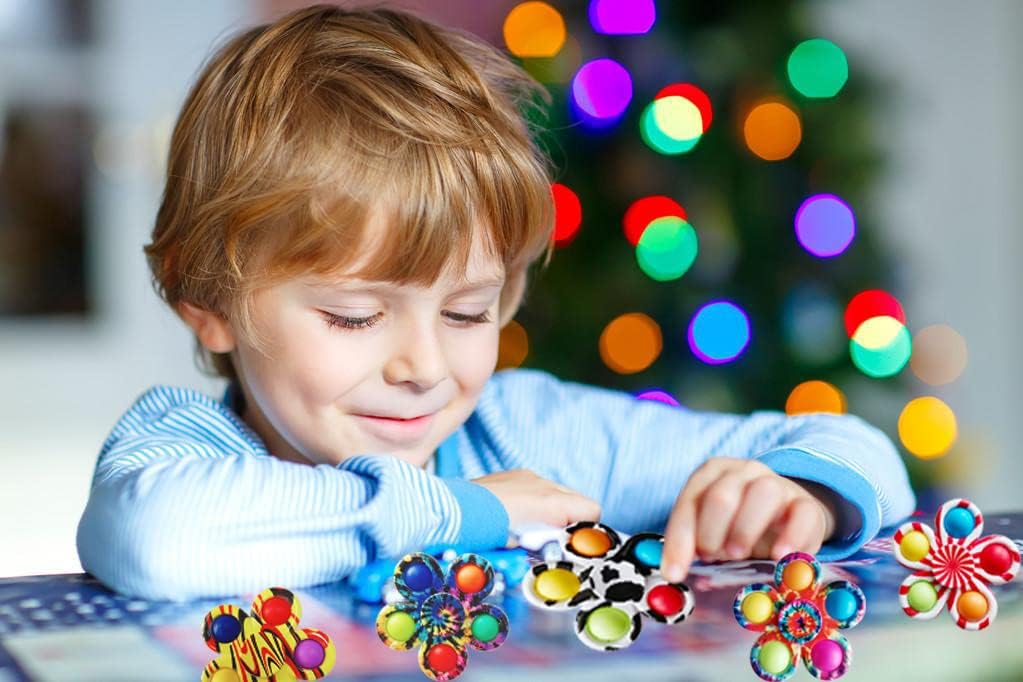 12 Pcs Pop Bubble Fidget Spinners for Party Favors, Hand Fidget Bulk Toys for Classroom Prizes, Christmas Valentine Gifts Goodie Bag Stocking Easter Basket Stuffers for Kids