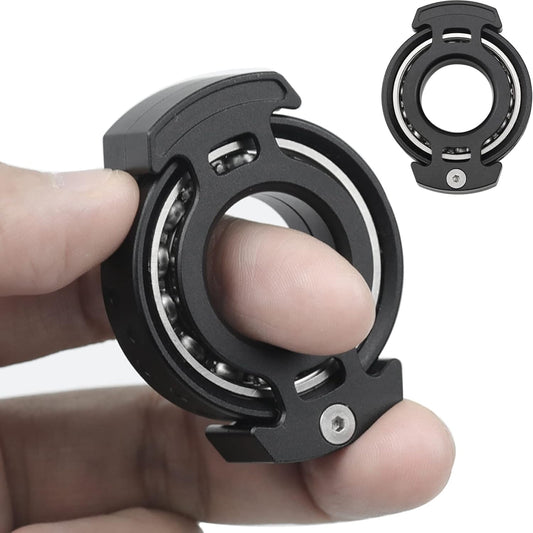 FREELOVE Ring Fidget Spinner for Adults, Men Finger Haptic Roller, Small Metal Clicker Toys, Ball Bearing, Black Fingears Spinning EDC for Anxiety Stress