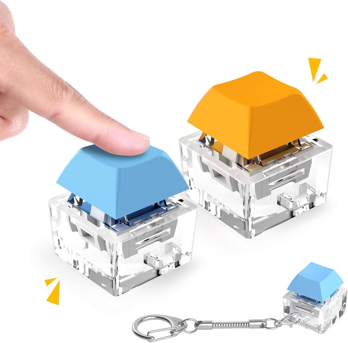 Keyboard Fidget Toys, Keyboard Fidget Keychain Keyboard Decompression Toys Keyboard Fidget Toy Button Stress Relief Gifts for Adult and Kids,Finger Clicker Toys,ADHD Toy,Cool Fidgets(Blue and Orange)