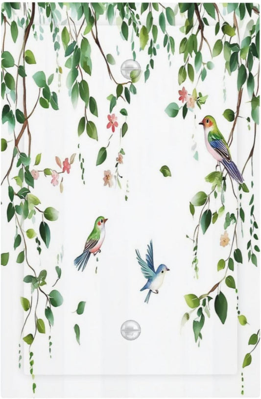 Light Switch Cover Plate Green Leaves Bird Eucalyptus Sage Plant 1 Gang No Device Blank Electrical Wall Plates Faceplate Decorative Switch Plate For Bed Room Living Room Decor