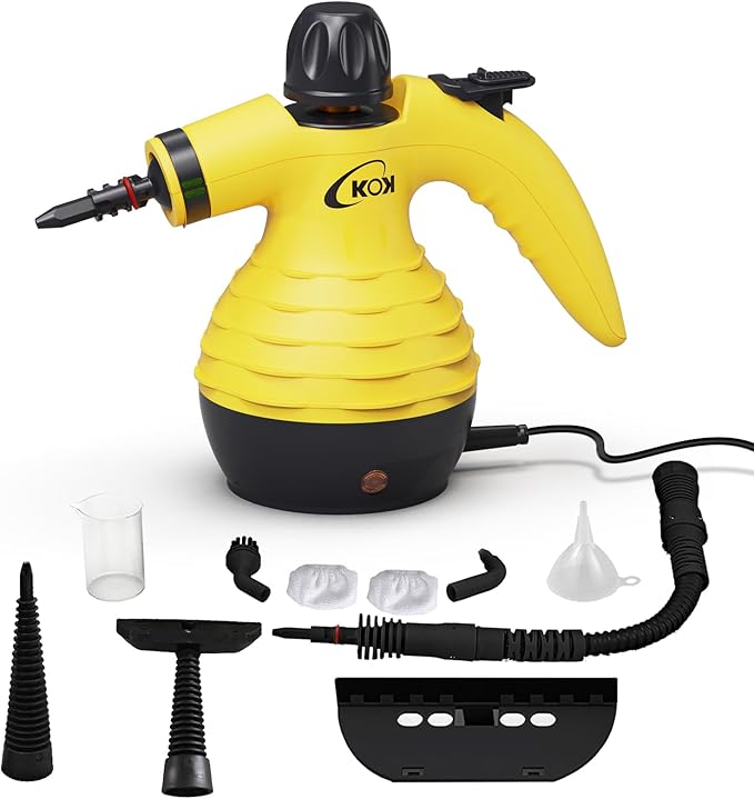 KOK Handheld Steam Cleaner, 221°F High-Temperature, 10-in-1 Accessory Kit, Multi-Surface Cleaning，for Kitchen/Bathroom/Car/Floors