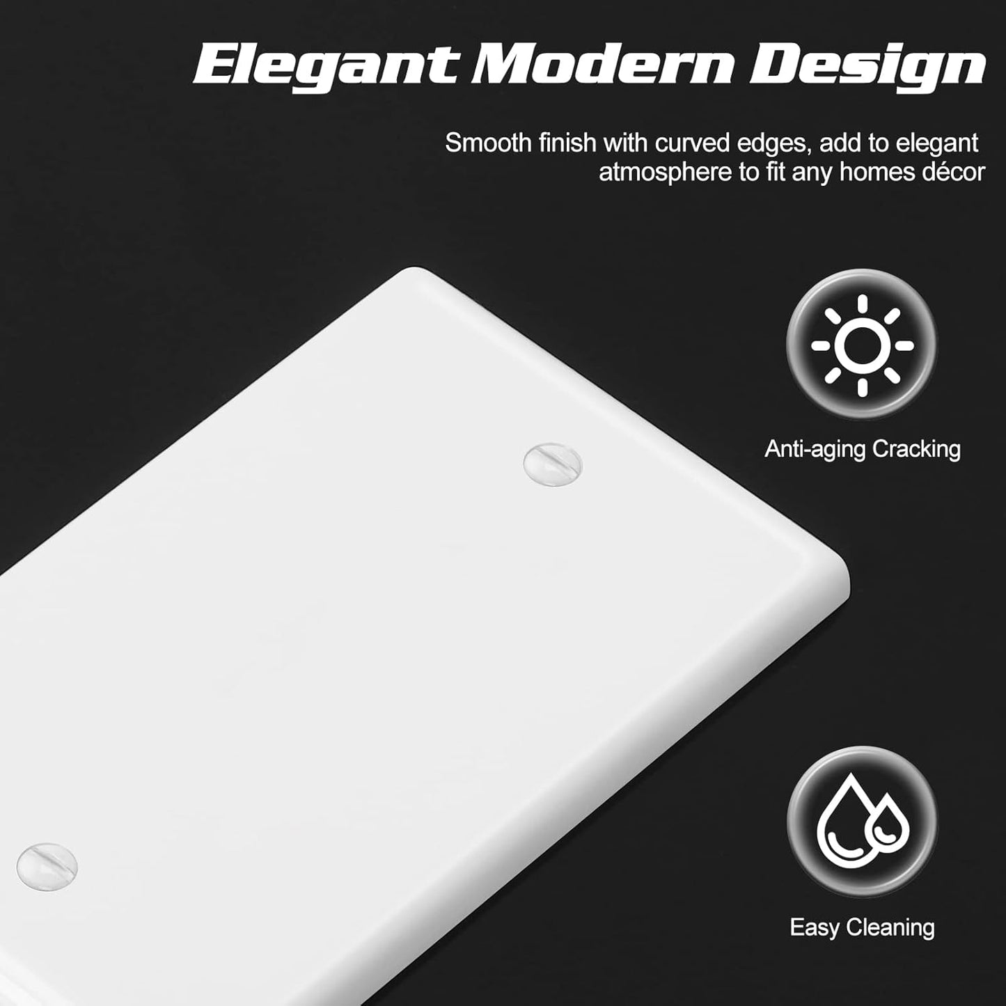 Decorator Wall Plate Blank Switch Plate Outlet Cover,Unbreakable Polycarbonate Thermoplastic, White (10-Pack, Single Blank-White)