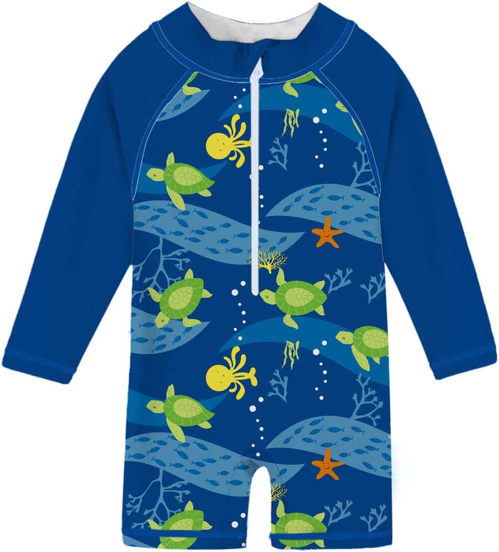 Funnycokid Baby Swimsuit Boy Toddler Bathing Suit Rash Guard UPF 50+ Swimwear 6 Months-4T