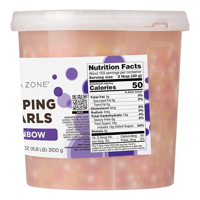 Tea Zone [7 Pounds] Rainbow Popping Pearls for Boba Tea Beverages, Sweets, Ice Cream Topping | B2070