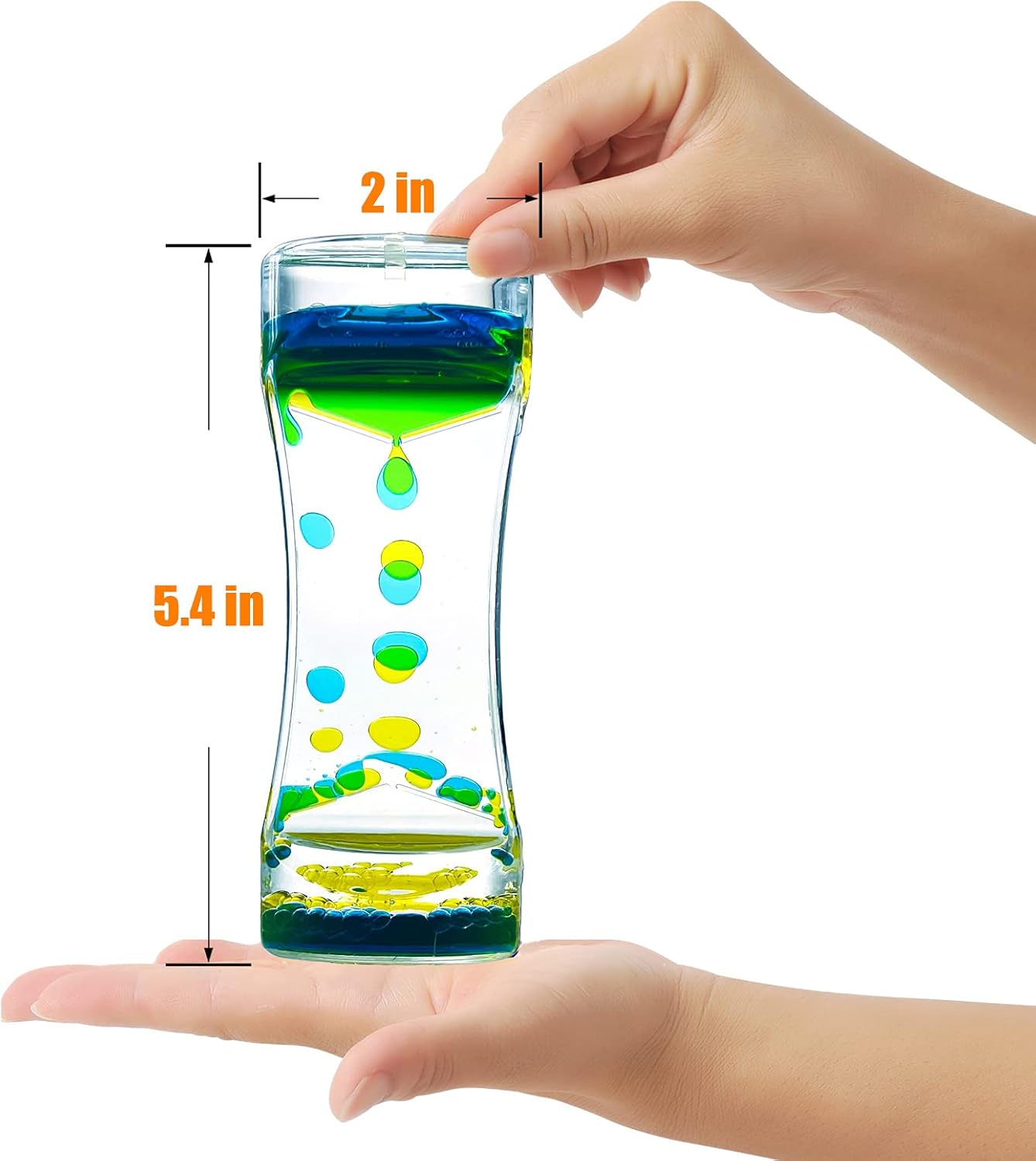 Liquid Motion Bubbler Timer Sensory Toys for Relaxation, Water Timer Fidget Toy for All Age, Motion Bubble Toy Sensory Play for Office Home (Blue & Yellow, 1 Pack)