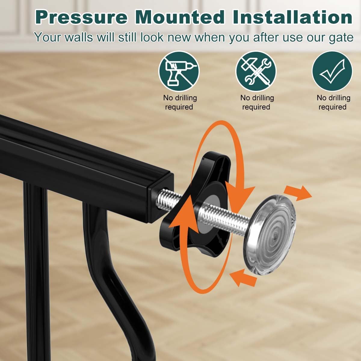 Fairy Baby 62.5"-71.6" Extra Wide Long Pet Dog Gate for The House, Baby Safety Child Gate for Stairs Doorways Garden, Pressure Mounted Toddler Gate, Metal Auto Close Large Pet Gate Walk Thru, Black