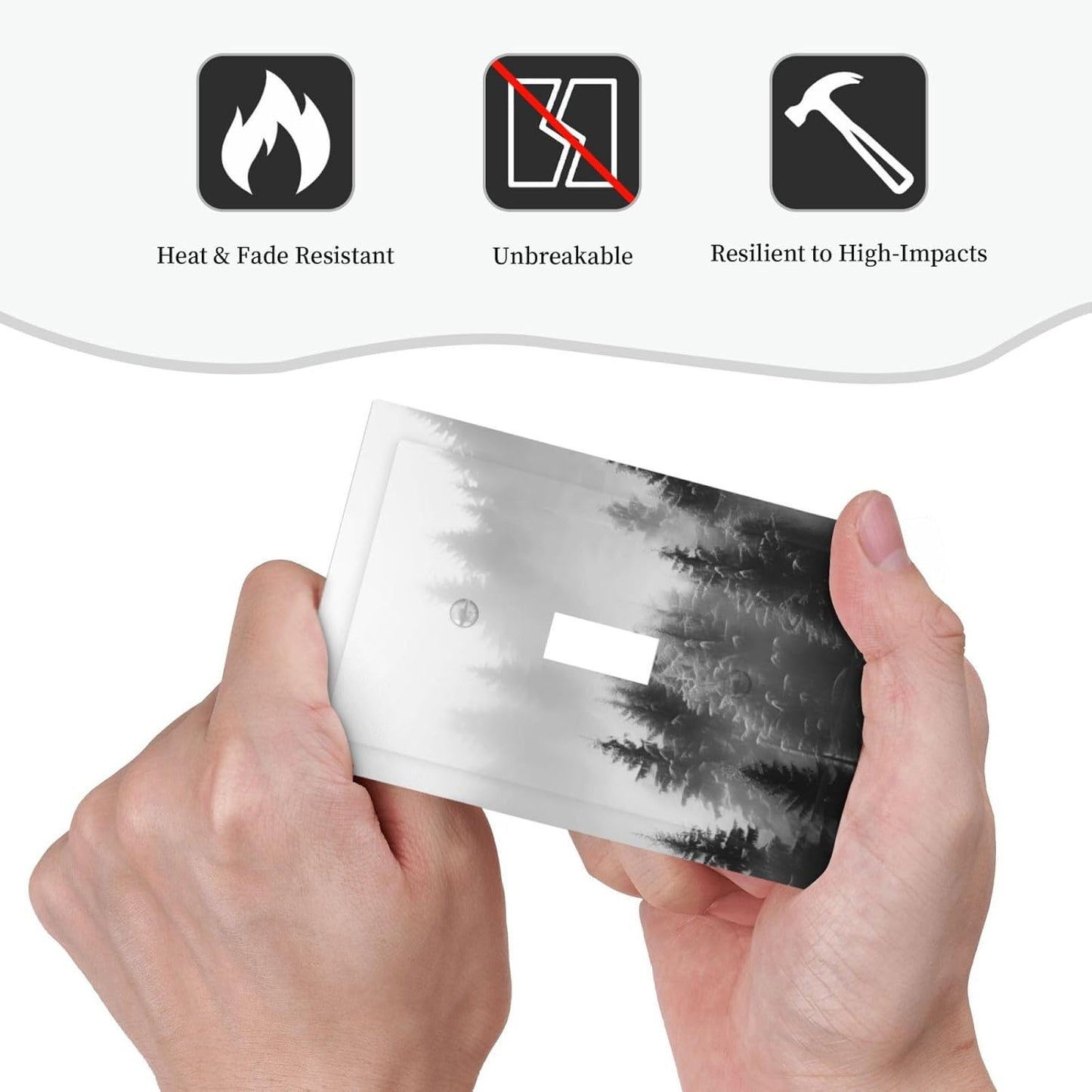 Foggy Forest Natural Scenery Retro Tree Pine Decorative Light Switch Cover 1 Gang Single Toggle Device Electrical Faceplate Switchplates Decorator Outlet Wall Plate for Bed Room Living Room Decor