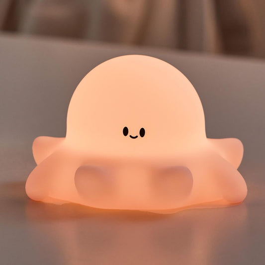 Cute Octopus Rechargeable Silicone Night Light for Kids, Dimmable Touch Control Nightlight with Timer, Portable USB Baby Night Lamp for Nursery, Bedroom
