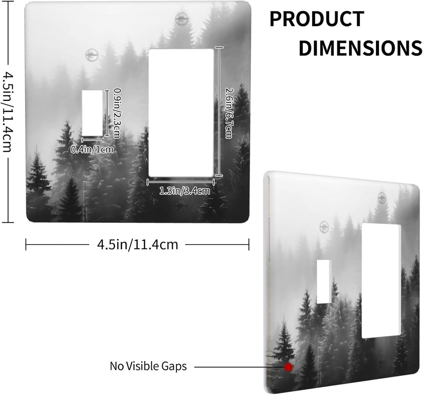 Foggy Forest Natural Scenery Retro Tree Pine Outlet Covers 1 Toggle 1 Rocker Combination Decorative Wall Plate Electrical Switch Plates Light Switch Cover Plate for Bed Room Living Room Decor
