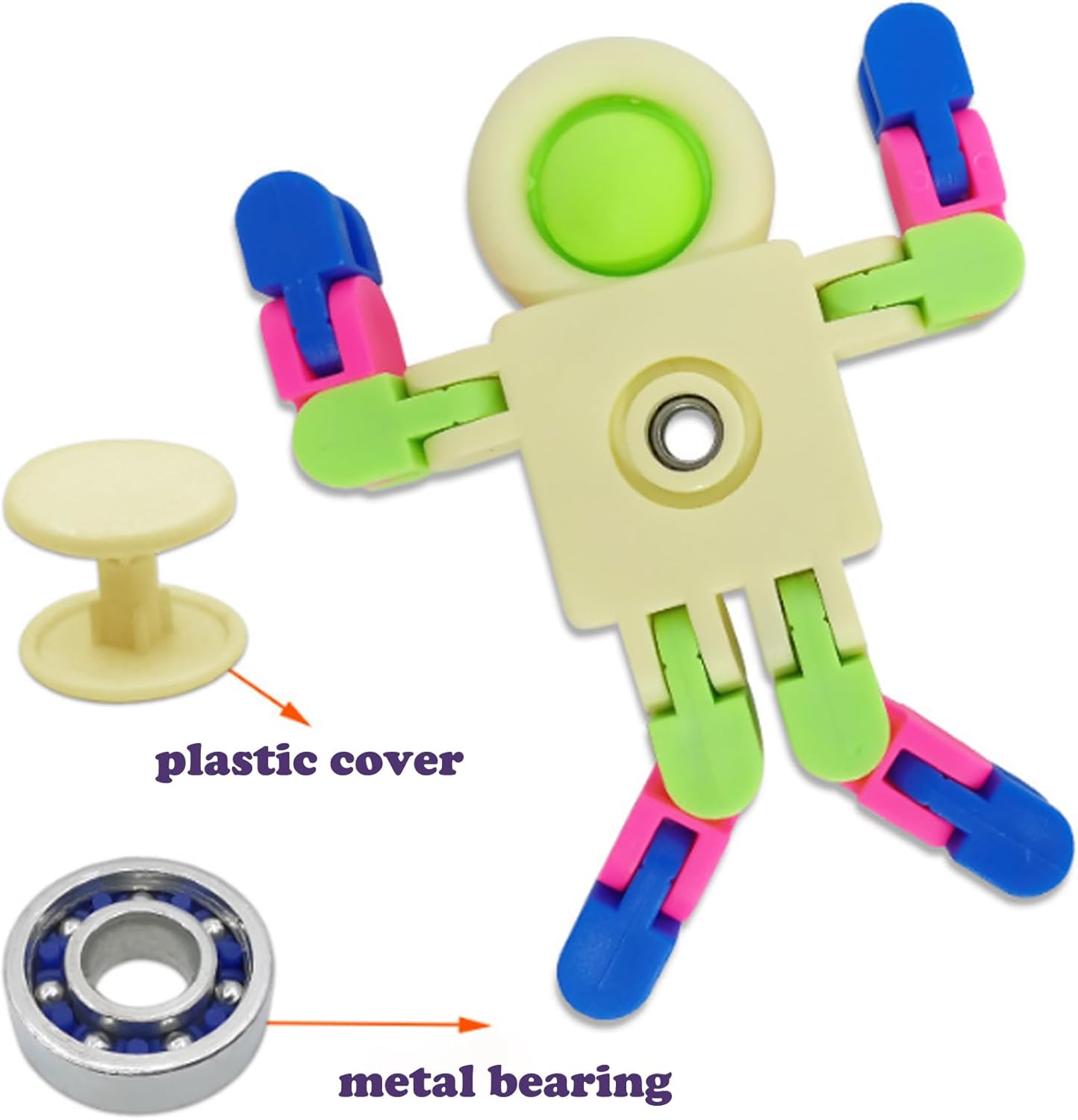 Fidget Spinners, Transformable Chain Robot Fingertip Toy, Gyro Fidget Sensory Toys, Stress Relief Fidget Toy for Kids Adult, Pinata Goodie Bag Stuffers Birthday School Gift (12 Pack)