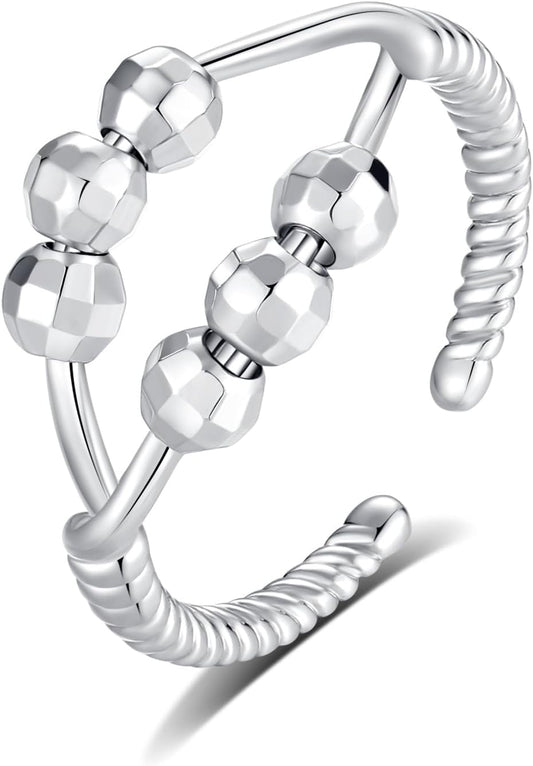 INFUSEU Funny Spinner Fidget Rings for Women Girls Anti Anxiety Stress Worry, Adjustable Size