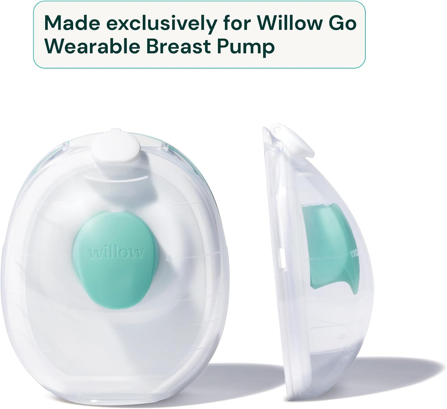 Willow Go - 7oz Reusable Milk Containers with Splash Guard - for use with Willow Go Hands Free Breast Pump