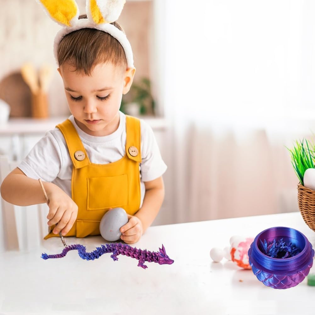 3D Printed Dragon Eggs with Dragon Inside - Mystery Dragon Egg Fidget Toy, 3D Dragon Eggs with Dragon Inside Fidget, 3D Printed Dragon Egg Fidget for ADHD/Autism, Laser Violet