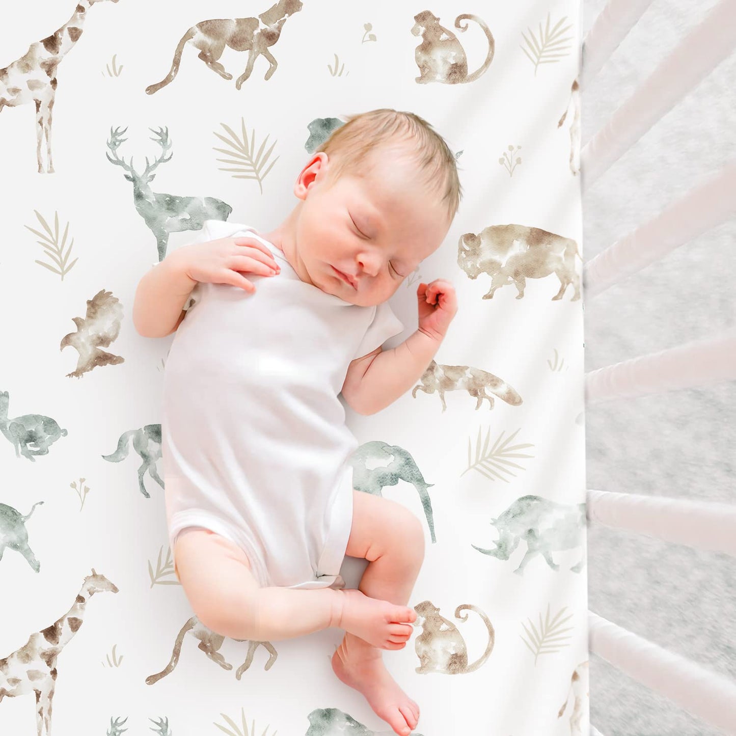 Stretchy Ultra Soft Jersey Knit Fitted Pack n Play Sheets Set 2 Pack, Portable/Mini Crib Sheets for Boys and Girls, Stylish Playard Sheets Fitted Safe and Snug, African Savannah Animals Pattern