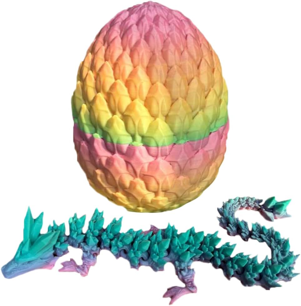 3D Printed Dragon Egg, Mystery Crystal Dragon Egg Fidget Toys Surprise, Easter Eggs Articulated Crystal Dragon Eggs With Dragon Inside (Colorful)