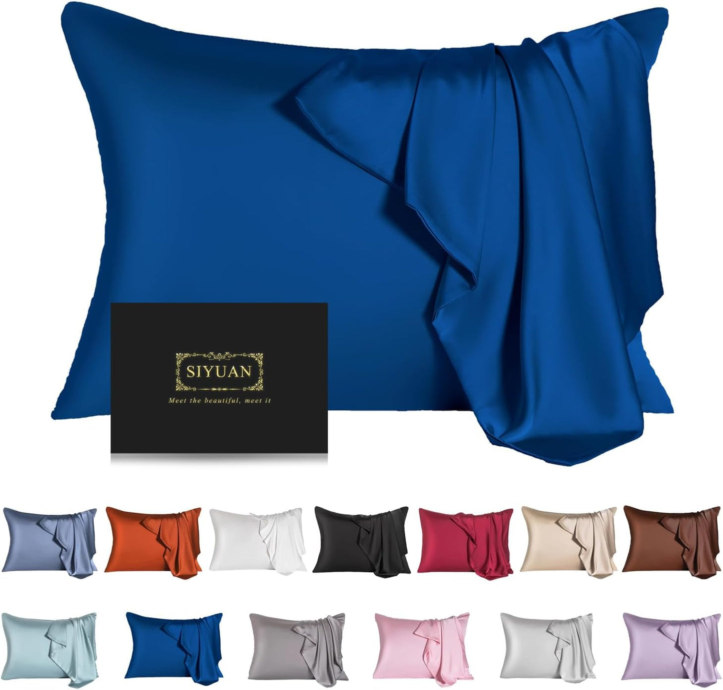 Mulberry Silk Pillowcase for Hair and Skin,King Size Cooling Silk Pillow Case with Hidden Zipper,Allergen Proof Dual Sides Soft Breathable Smooth Silk Pillow Cover for Women(King,Gem Blue)