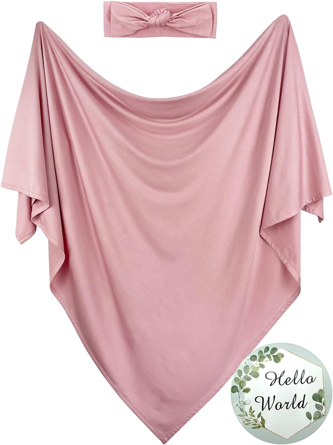 OWLOWLA Swaddle Blanket and Hat Set Newborn Swaddle Wrap Baby Receiving Blanket for Baby Boys Girls(Blush)