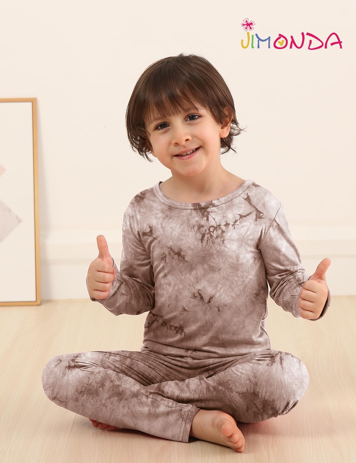 Jimonda Kids Soft Rayon From Bamboo Sleepwear Long Sleeve Boys Girls Pajama Outdoor 2-Piece tops&pant Casual sets Tie Dye PJ