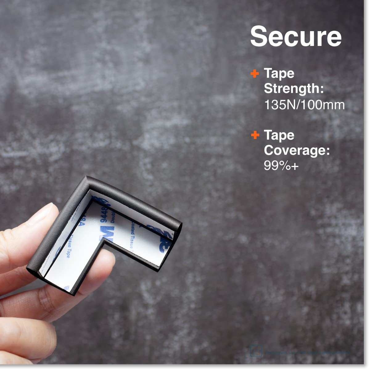 Roving Cove Slim-Fit Corner Edge Protector for Baby Proofing (Small 18ft Edge 8 Corners), Furniture Safety Bumper Guard, Soft NBR Rubber Foam, 3M Adhesive, Onyx Black