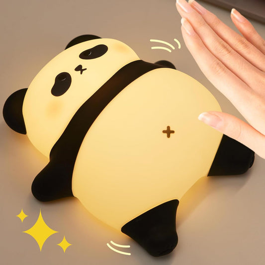 Voice Control Panda Night Light, 6 Colors 30-Minute Timer, Cute Animal Silicone Nursery Night Light Rechargeable Table Lamp Bedside Lamp with Touch Sensor for Baby Girls Women Bedrooms, Living Room