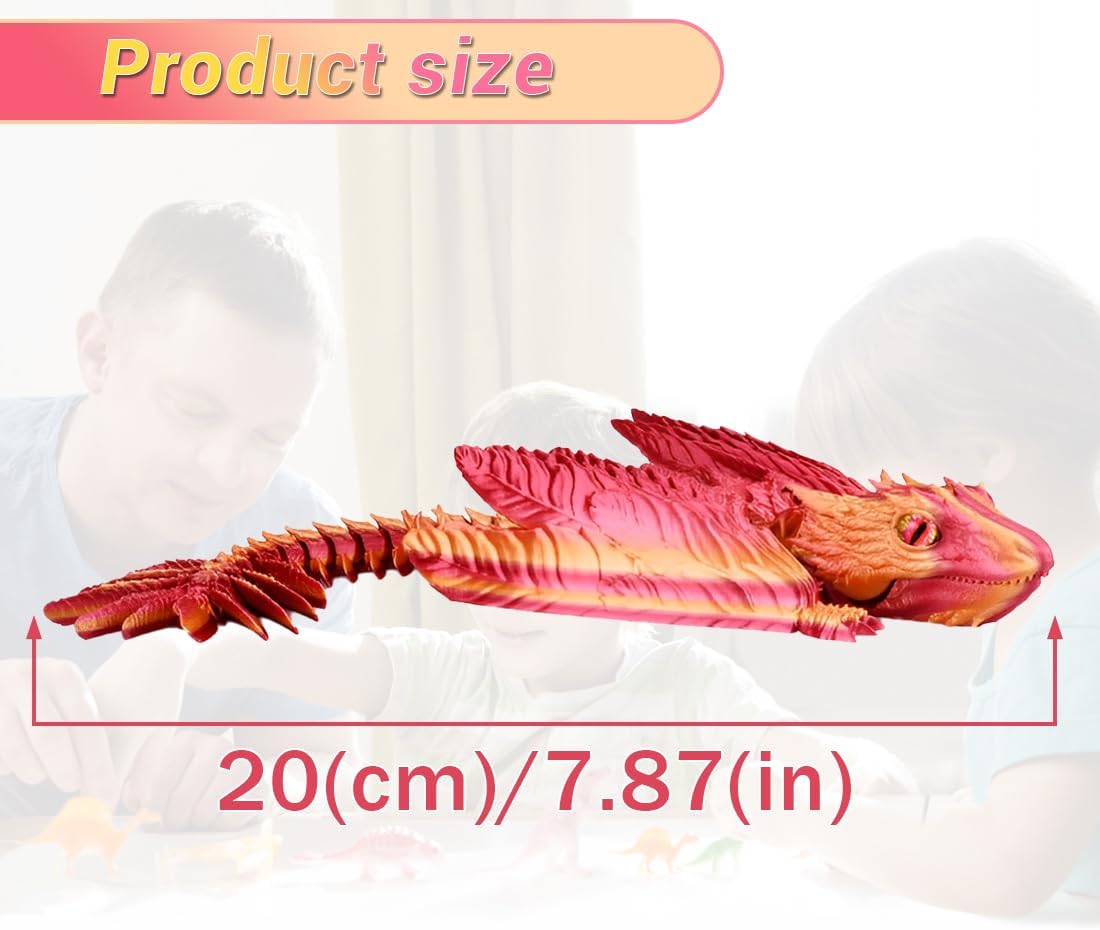 3D Printed Dragon, Feathered Wyvern Dragon, Articulated Dragon, Fidget Dragon Toys for Adult, Home Office Decor Executive Desk Toy