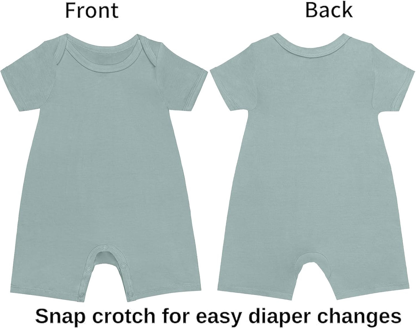 GUISBY Rayon Baby Pajamas, Short Sleeve Footless Rompers, Snap Closure Sleeper for Boy Girls