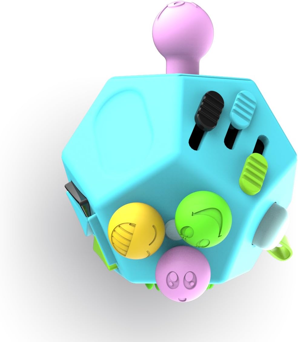 Fidget Dodecagon –12-Side Fidget Toys Cube Relieves Stress and Anxiety Anti Depression Cube for Children and Adults with ADHD ADD OCD Autism (B3 Blue Sky)